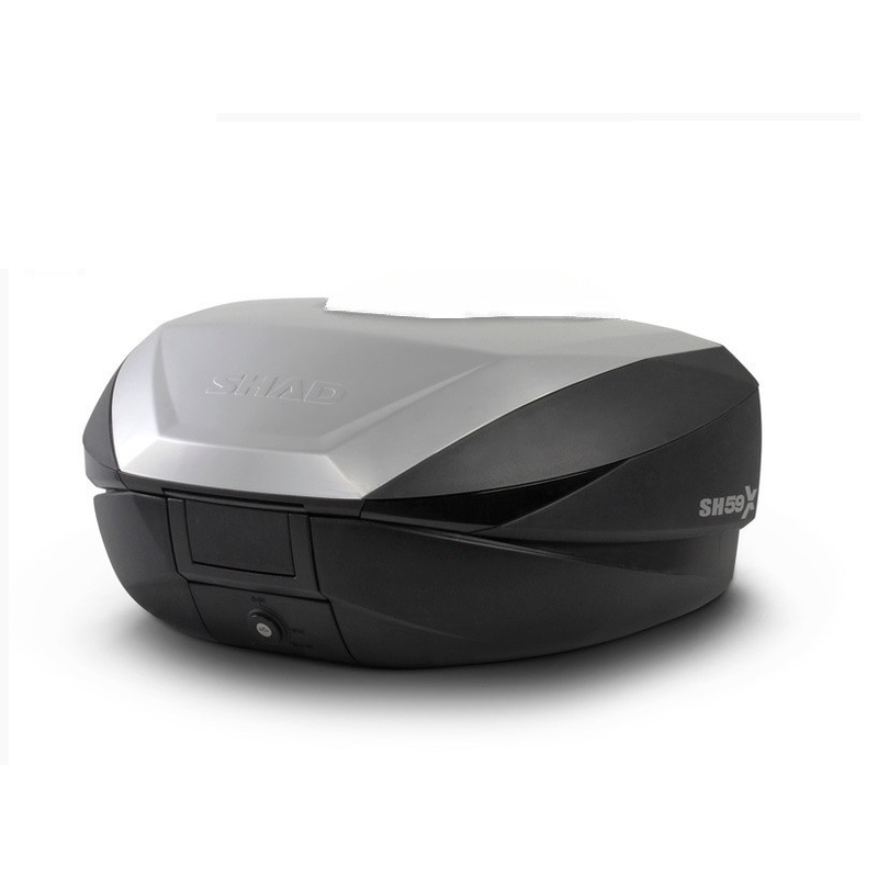 Vrchní kufr na motorku SHAD SH59X černý s hliníkovým krytem (expandable concept) with PREMIUM SMART lock and backrest