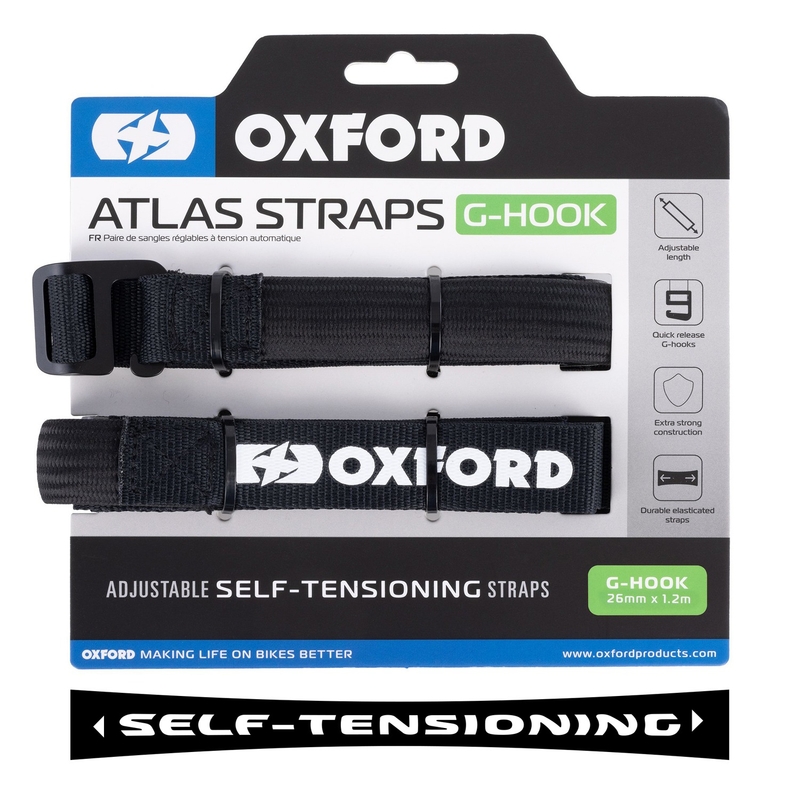 Zavazadlové popruhy Oxford Atlas G-Hook 2 ks černé 26mm x 1,2 m