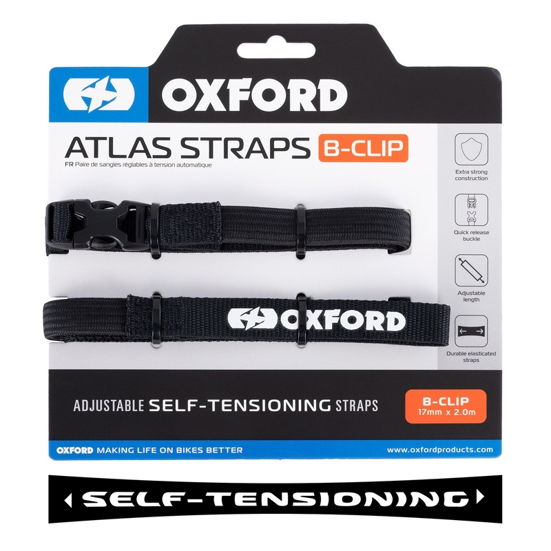 Zavazadlové popruhy Oxford Atlas B-Clip 2 ks černé 17 mm x 2 m