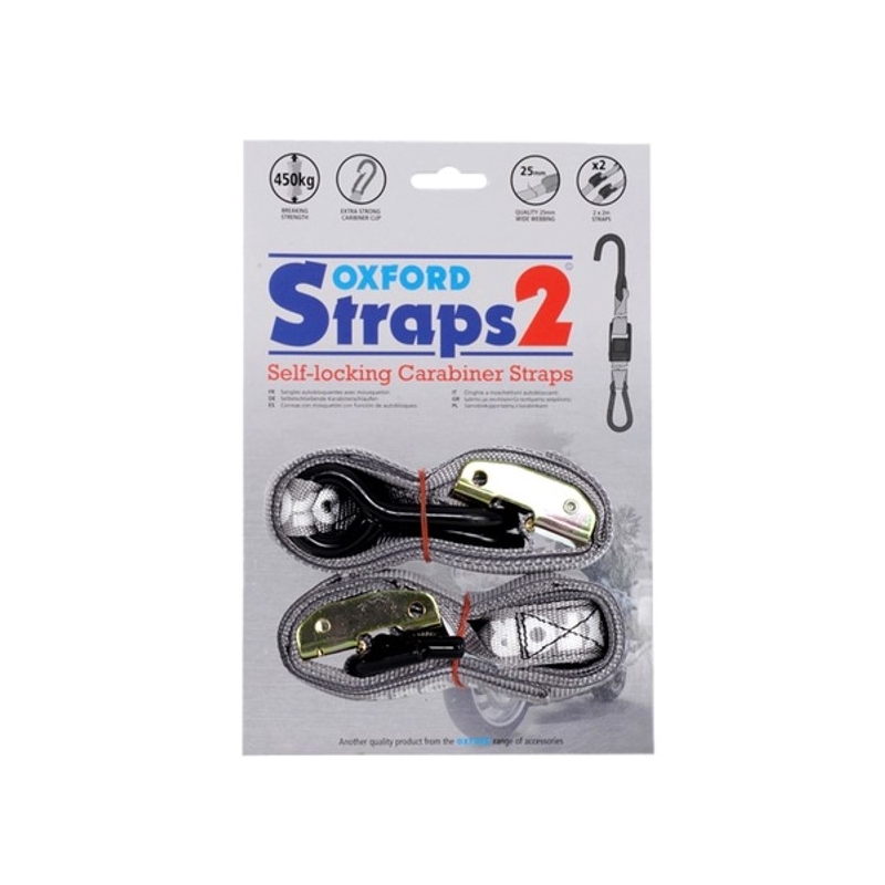 Nastavitelné a zesílené popruhy Oxford Carabiner Straps 25 mm šedé