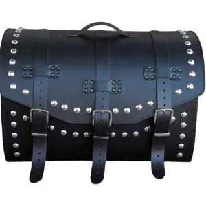 Kožený kufr na motorku se zámkem a nýty RSA K451 černý